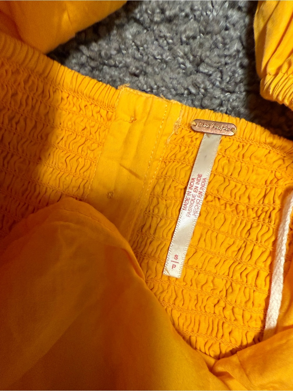 Free People Golden Yellow Ruffled Square-Neck Top - Picture 2 of 5